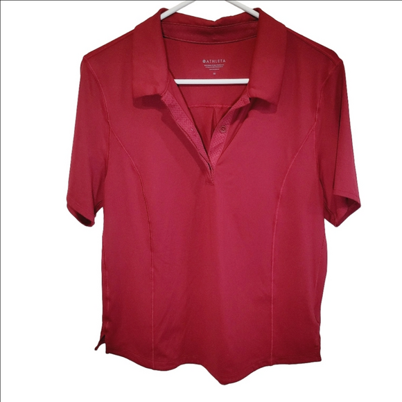 Athleta Tops - Athleta Advantage Red Polo Shot Sleeve Top